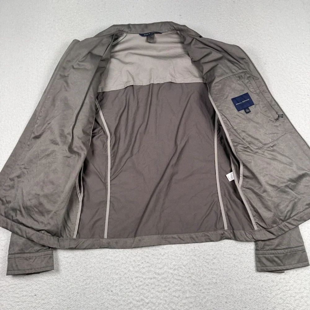 Banana Republic Cotton Military Jacket Mens Small Full Zip Utility Pockets Lined